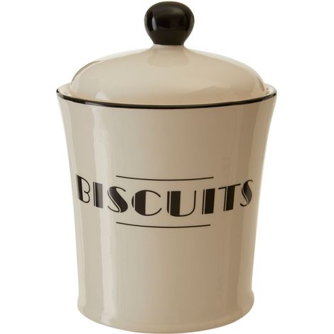 Interiors By Premier Cream Dolomite Biscuits Jar With Black Art Deco Detail, Ceramic Biscuit Barrel,Storage Canister For Cookies (1/4)