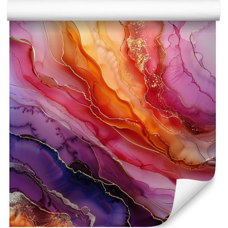 Papel pintado rojo tinta y morado para salón y dormitorio, 50x1000 cm. (1/5)