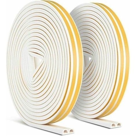 Lot de 2 rubans d'étanchéité de 20 m, joint de porte anti-collision auto-adhésif Miciler, joint de porte et fenêtre DProfi pour protection contre les intempéries/isolation phonique 9 mm x 6 mm (1/5)