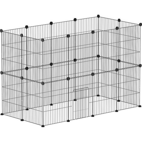 Enclos grillagé en acier pour lapins, cochons d'Inde et petits animaux – cage extérieure et intérieure avec porte, dimensions 120 x 60 x 80 cm, couleur noire (1/5)