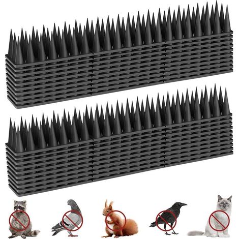 Pic Anti Pigeon 5.7M, Anti Pigeons pour Balcon, Pique Anti Pigeon Plastique, Anti Pigeon, Corbeaux, Chats, Moineaux, ect (20 PCS) Noir (1/5)