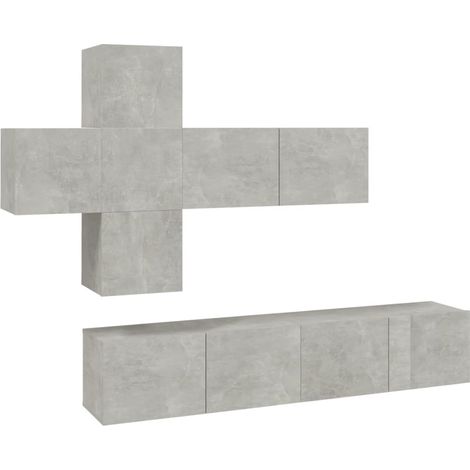 Set di Mobili Porta TV 7 pz Grigio Cemento in Legno Multistrato vidaXL (1/5)
