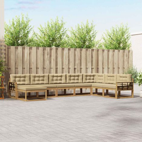 vidaXL Outdoor-Sofagarnitur 8 pcs Weiß und Beige (1/5)
