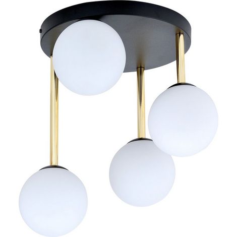 Lampada a Soffitto Dolce, Acciaio verniciato a polvere, Vetro, Nero, Oro, Bianco, 40x40x47 cm (1/5)