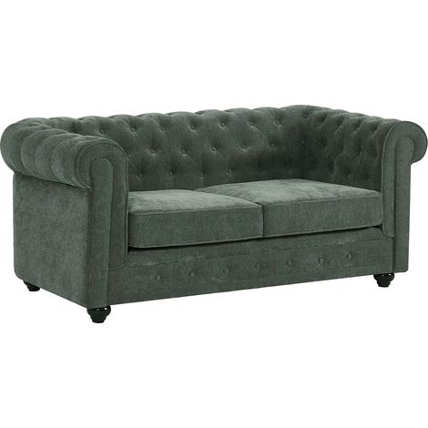 Canapé 2 places en tissu vert CHESTERFIELD (1/5)