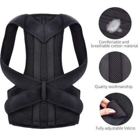 Correcteur de Posture - Zgeer - Réglable - Confortable - Support Dos et Épaules - Noir (1/4)