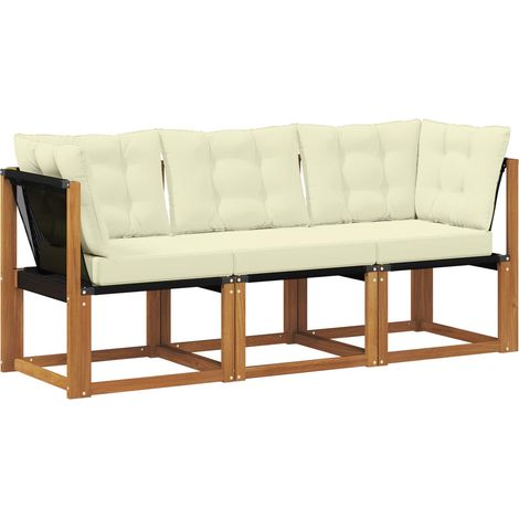 Maison Exclusive - Outdoor Mittel- und Ecksofa mit Kissen 3 Stück