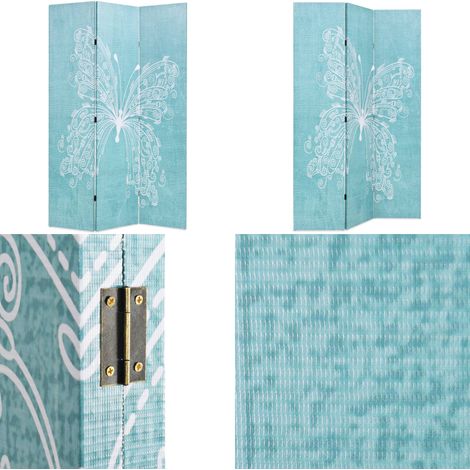 Cloison de séparation pliable 120 x 170 cm Papillon Bleu - Cloison De Séparation - Paravent - Écran De Dressing - Décoration Murale - Séparation D'espaces - Home & Living (1/5)