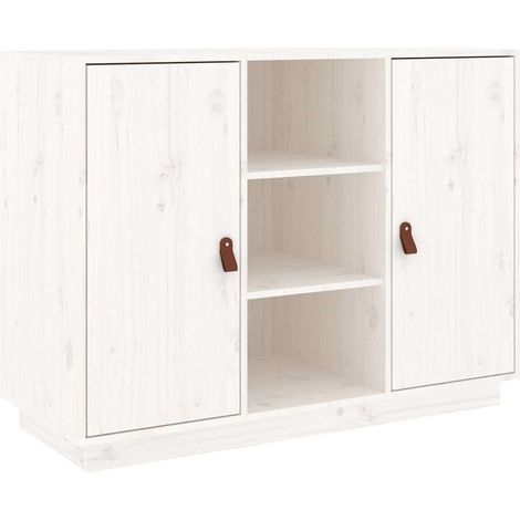 Sideboard/Anrichte/Buffet Weiß 100x40x75 cm Massivholz Kiefer LXWW229635 (1/5)