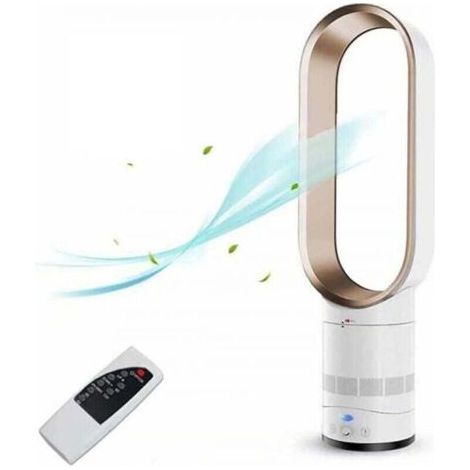 QORVA-Ventilateur sur pied sans pales 16 pouces – 3 vitesses réglables – Télécommande jusqu'à 6m – Angle de rotation 90° – Silencieux pour bureau et maison