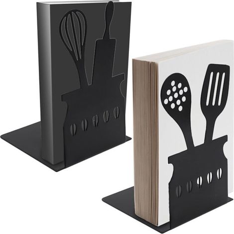 Lot de 2 serre-livres creux en forme de L - 15 x 10 x 10 cm - En métal - Style créatif - Pour cuisine, bureau, école