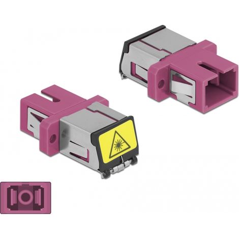 Delock Acoplador de Fibra Ãptica con protecciÃ³n lÃ¡ser flip SC Simplex hembra a SC Simplex hembra Multimodo violeta