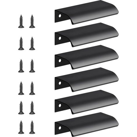 6pcs Poignée d’Armoire, Invisible Poignées Meuble Tiroir, Poignées de porte Dissimulées Poignée Encastrée Affleurante Pour tiroirs portes d'armoires,Commode, Distance du Trou-64mm (1/5)
