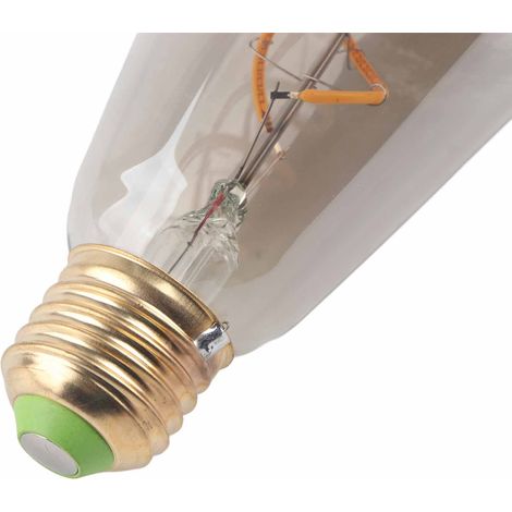 Ampoule LED ST64 Edison, gris fumé électroplaqué, lumière chaude, ampoule à filament antique dimmable E27/E26. (1/5)