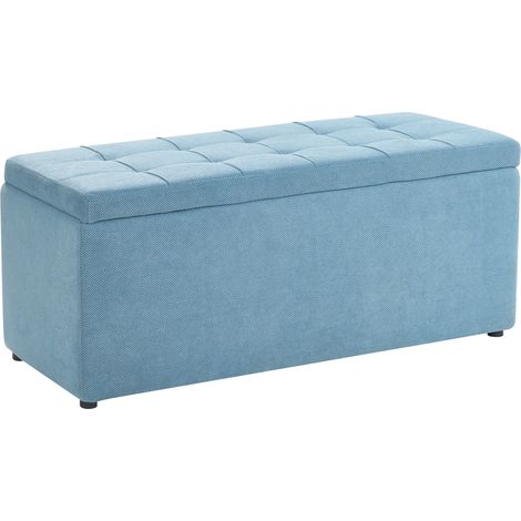 Otomana tapizada de tela con almacenaje moderna rectangular reposapiés poliéster azul Orem