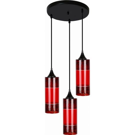 Suspension Candellux Plazma 3xE27 verre rouge/noir (1/2)