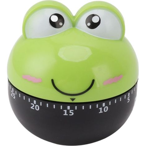 Minuteur mécanique en forme de grenouille verte, réglable avec une grande précision, pour la cuisine. (1/5)