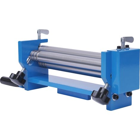 Máquina dobladora de rodillos, mecanizado versátil de metales, operación de precisión, azul (1/2)