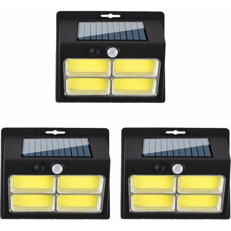 Lampe murale d'extérieur avec capteur de mouvement, éclairage de sécurité, avec 3 Modes d'éclairage, applique pour Patio solaire solaire, 3 pièces (1/5)