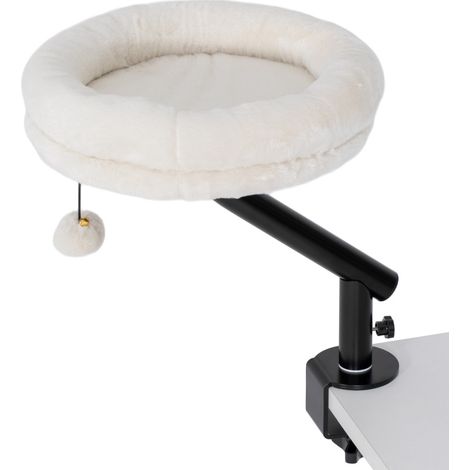 Cama para gatos de escritorio giratoria 360° ajustable en altura lavable hasta 6 kg crema (1/5)