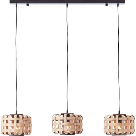 Brilliant lampe Woodline suspension 3 lampes bambou métal/verre marron 3x A60, E27, 60 W