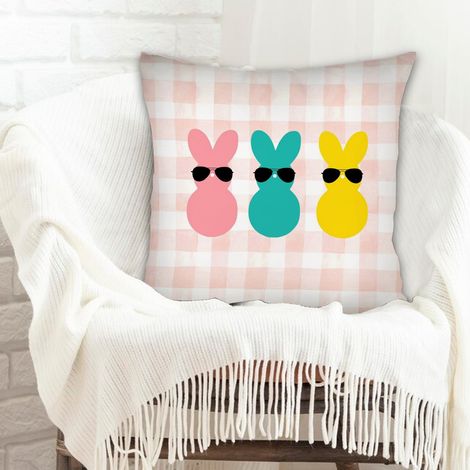 Housse de coussin carréelavable en machine pour décoration de Pâques pour la maison et la chambre