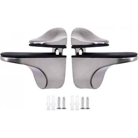 2pcs Brushed Silver Glass Shelf Bracket 2-Part Adjustable and Supports 3-21mm Thick Wood/Glass Shelves-Wall Shelf (1/4)