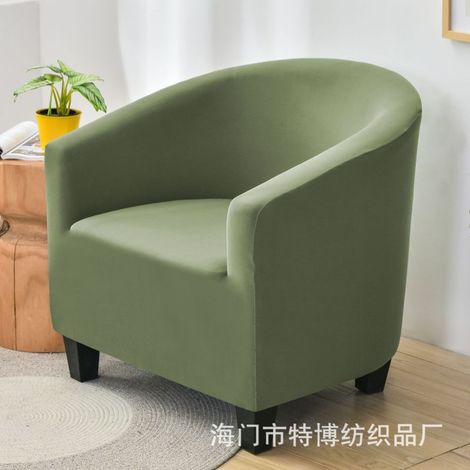 Housse de canapé semi-circulaire élastique unie, couleur transfrontalière, pour baignoire, café, hôtel, imprimée, vert foncé, housse de canapé de baignoire 65-90 cm (1/5)