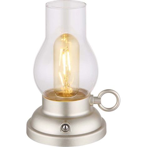 Tischlampe Tischleuchte Beistelllampe Glas amber Akku Touchdimmer LED H 17,5 cm