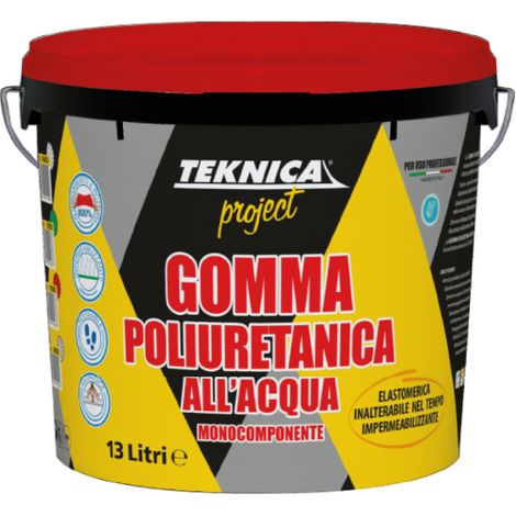 Teknica GOMMA POLIURETANICA ad acqua sigillante impermeabile GRIGIA 4- 13 LT - FORMATO: 13 LT