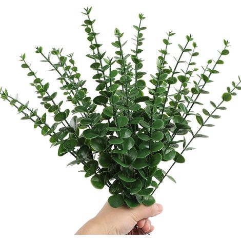 Branches Eucalyptus - 30 Pièces - Plastique Vert Foncé - Décoration Réaliste - Mariage Jardin Bureau - 38cm (1/5)