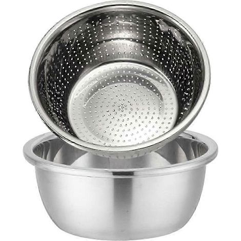 Bols mélangeurs en acier inoxydable, saladiers, bols métalliques avec passoire, bassines en acier inoxydable de 28 cm (1/5)