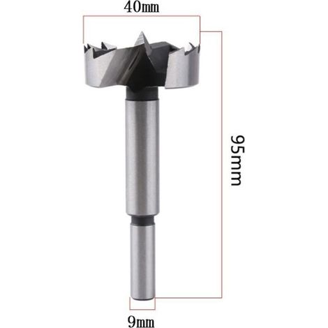 Foret à bois Ø 40 mm, longueur 95 mm, embout avec tige ronde – Embouts de perçage haute précision pour menuiserie (1/3)