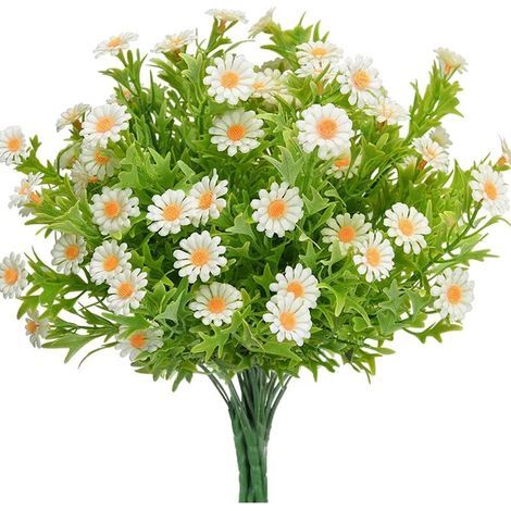 Set of 6 artificial outdoor daisies, fake plastic plants and shrubs for table decoration. - AquaForge (1/5)