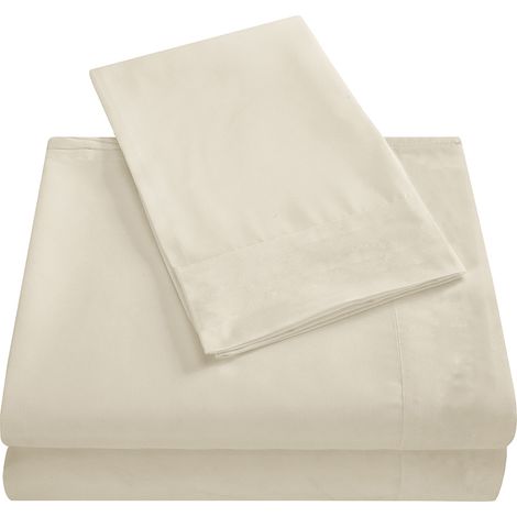 Parure de lit beige taille 140x190, 4 pièces, drap-housse à poches profondes, couvre-lit, literie de haute qualité (1/5)