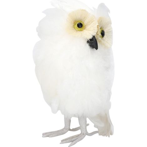 Décoration d'oiseau hibou en mousse blanche artificielle, plumes réalistes, à faire soi-même pour mariage, maison, jardin, fête (1/5)