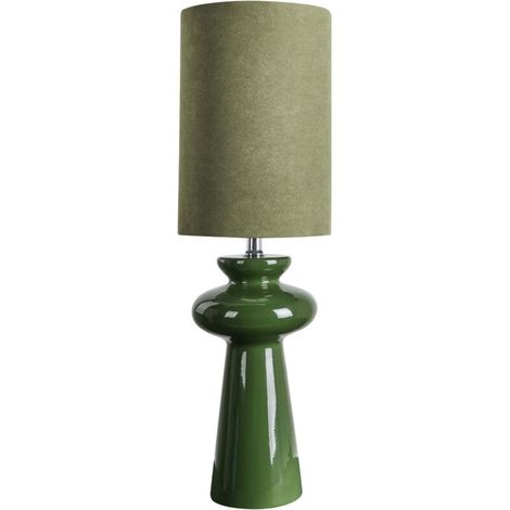 Lampe de table à poser en faux daim ACKERMAN avec abat-jour – salon, bureau, chambre, couloir – couleur vert Oteros (1/5)