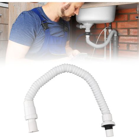 Tuyau d'évacuation simple pour lavabo avec noyau anti-odeurs, tuyau d'évacuation intégré pour évier de buanderie et machine à laver. (1/5)