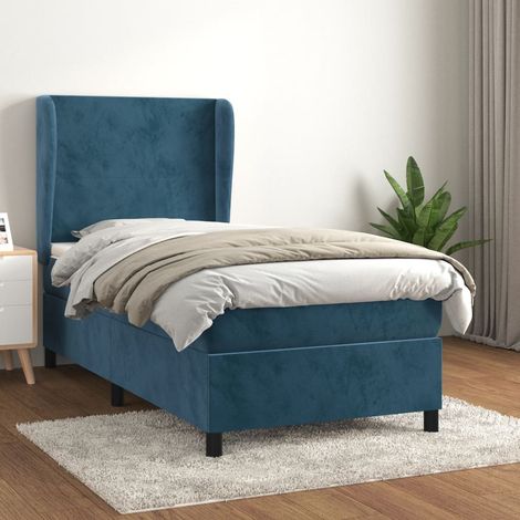 Lit Adulte Sommier et Matelas,Lit à sommier tapissier avec matelas Bleu foncé 90x190 cm -BVN44008 (1/5)