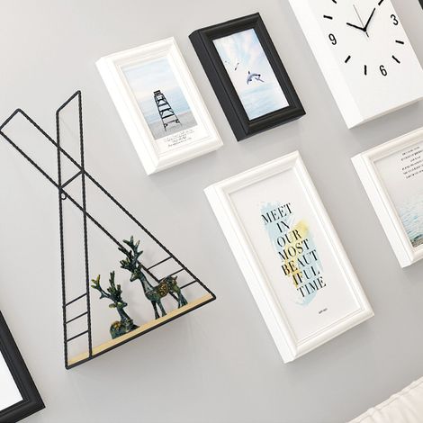 Étagère murale décorative en bois et fer, noire (1/5)