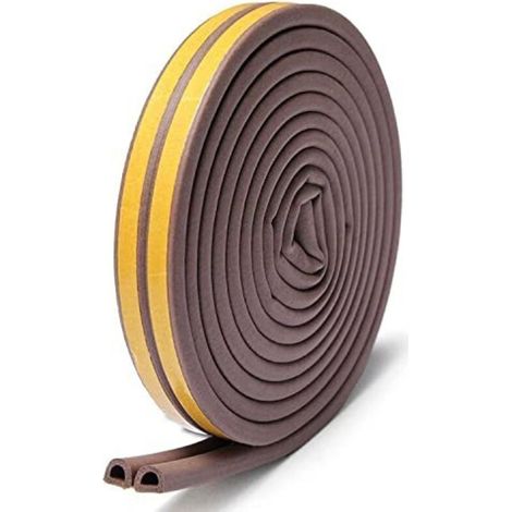Self-adhesive door and window weatherstripping against cold drafts/Anti-collision/Soundproofing/Dustproof (9mm x 6mm x 10M), Brown (1/5)