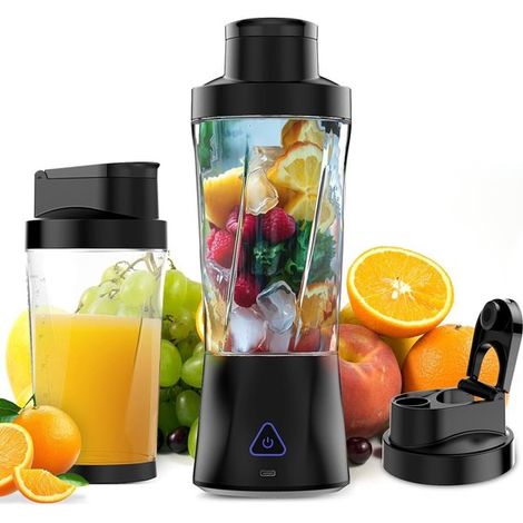 Frullatore portatile, frullatore personale per frappè e smoothie, funzione di ricarica USB, spremiagrumi portatile autopulente per cucina/viaggio (1/2)