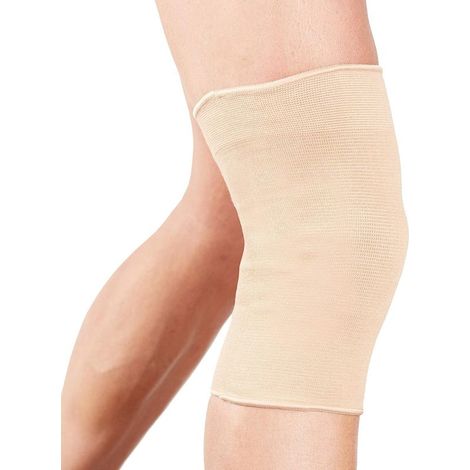 Rodillera de 2 piezas para aliviar el dolor de rodilla, esguinces de ligamentos o lesiones deportivas, talla M, color beige. (1/5)