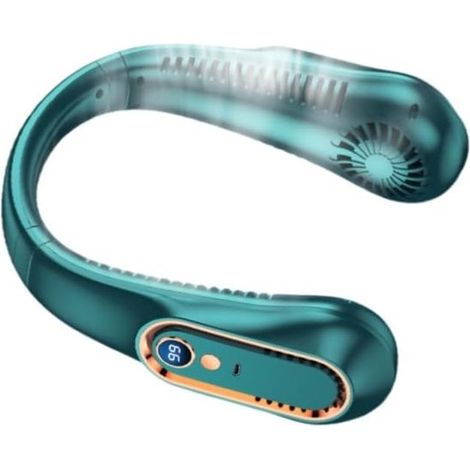 Ventilateur de cou portable - Conception sans pales mains libres - Rafraîchissement à 360° - Ventilateur portable silencieux - Vert (1/5)