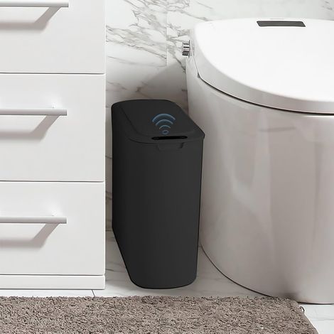 Cestino da bagno, 25 L, pattumiera automatica da cucina con coperchio, a tenuta stagna, elettrica, per bagno, camera da letto, cucina, ufficio, nera (1/5)