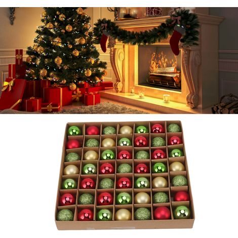 Boules de Noël lumineuses, coffret cadeau de boules électroplaquées, boules à suspendre au sapin, boules décoratives, décorations pour centres commerciaux, rouge, vert et or (1/5)