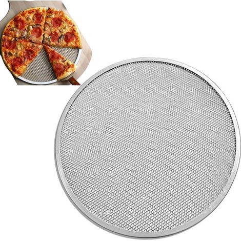 1 pièce Plat à pizza aluminium perforé argenté 13 pouces 33×30,6 cm, moule sans soudure pour cuisson pizza maison (1/5)