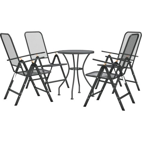 Mobilier à dîner de jardin 5 pièces maille métal anthracite (1/5)