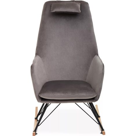 Interiors by Premier Grey Velvet Rocking Chair, Easy-to-Clean Velvet Accent Chair, High-Back & Arm Support Comfy Armchair (1/5)