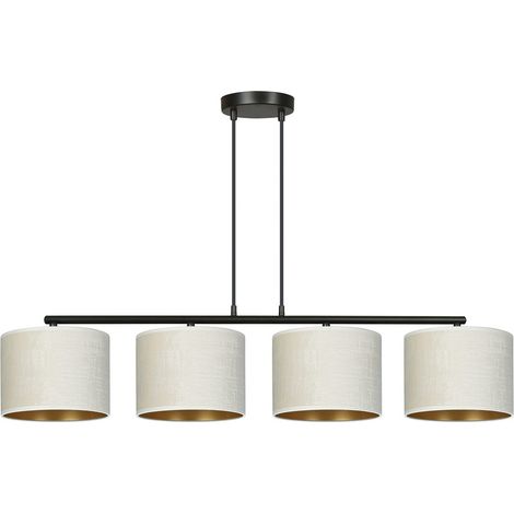 Lampada a Sospensione Hilde, Acciaio verniciato a polvere, Tessuto, Nero, Bianco, 97x100x18 cm (1/5)